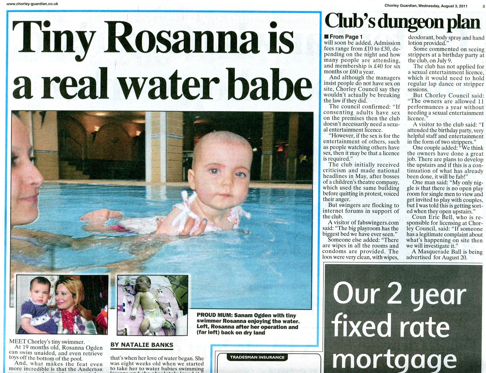 Rosanna Ogden The Little Miracle Zwemmer meisje Chorley Guardian