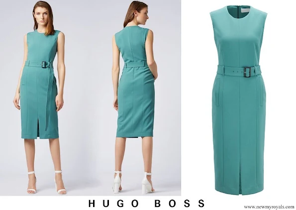 Queen Letizia wore Hugo Boss Dadoria Midi-length shift dress