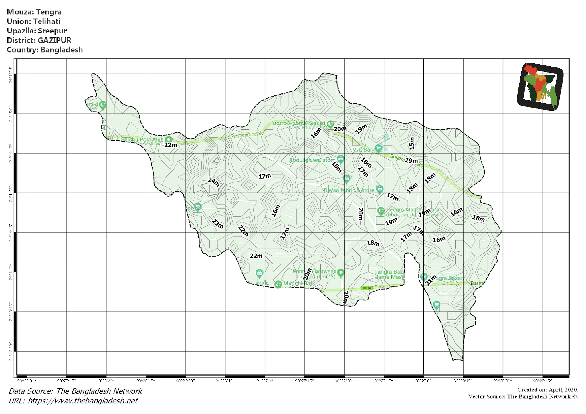 Map of Tengra Mouza of Sreepur Upazila, GAZIPUR Map of Tengra Mouza of Sreepur Upazila, GAZIPUR, Bangladesh.