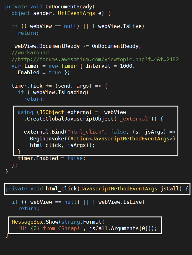 How to get windows.external to work when using Take 2