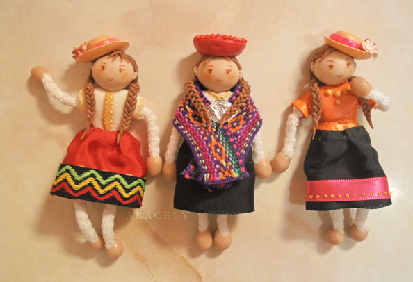 Muñecas cholitas de porcelana al frio, imanes