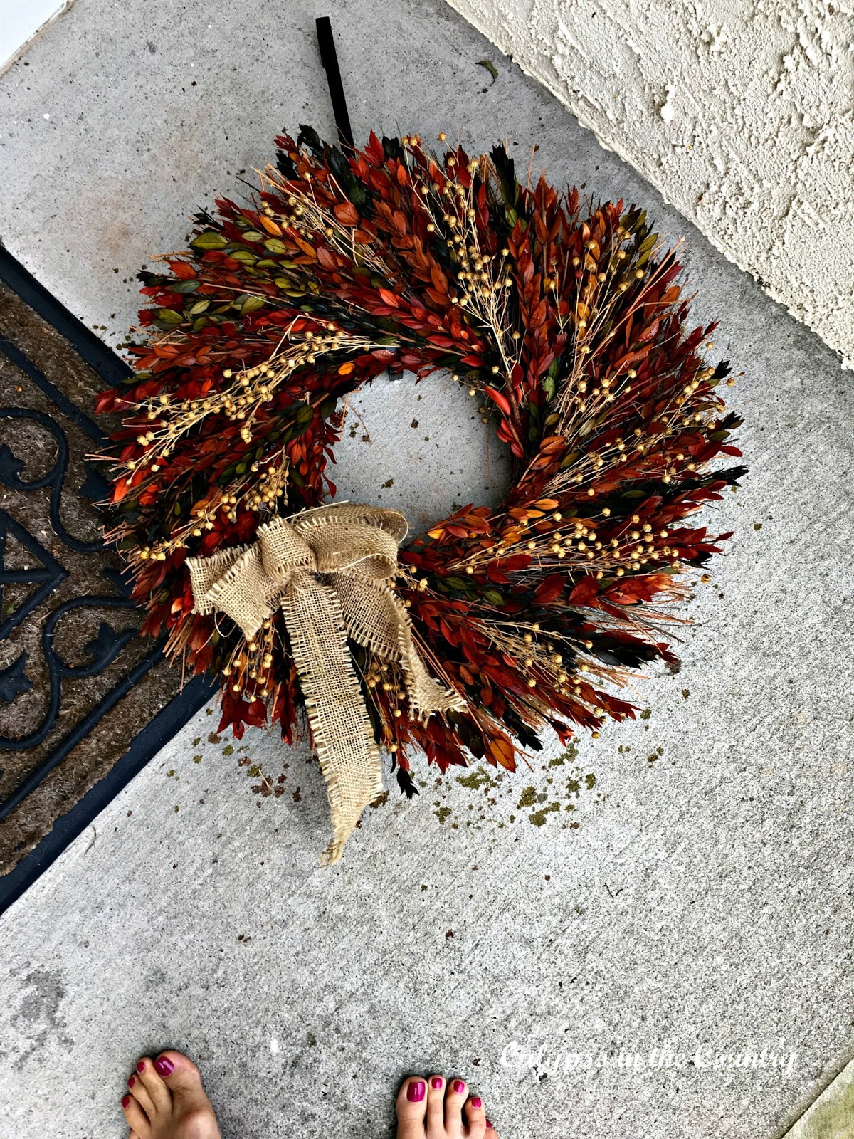 Fall wreath - warning if you plan to use an indoor wreath outside