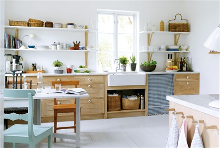 open kitchen shelving wood design