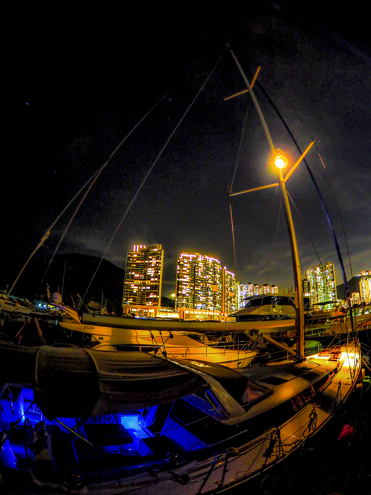 Sheltered from the Typhoon Sailing Yacht