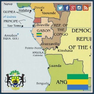 Gabonese flag with map of Gabon