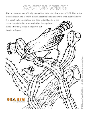 Gila Ben's Cactus Wren Coloring Page
