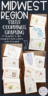 Midwest Region States Coordinate Graphing Mystery Picture BUNDLE