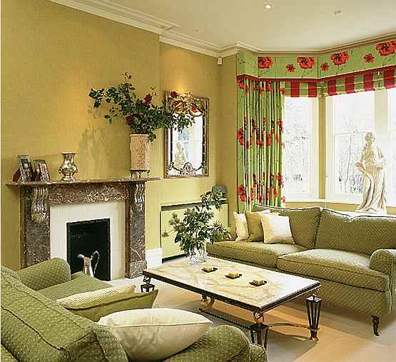 Living Room Design Green Living Room with Combination Colors