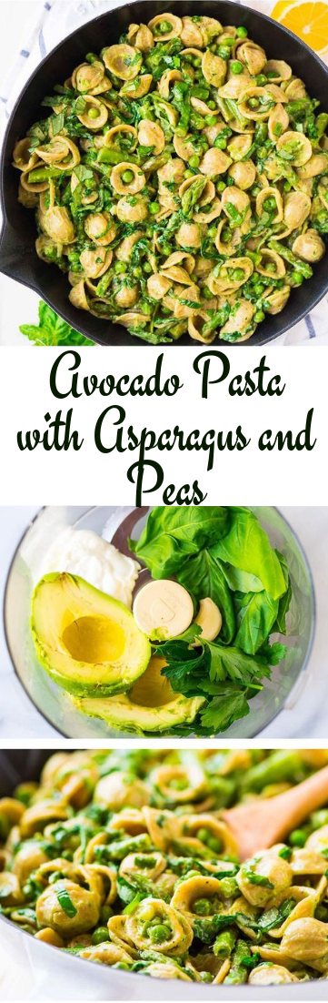 Avocado Pasta with Asparagus and Peas #vegetarian #recipe 