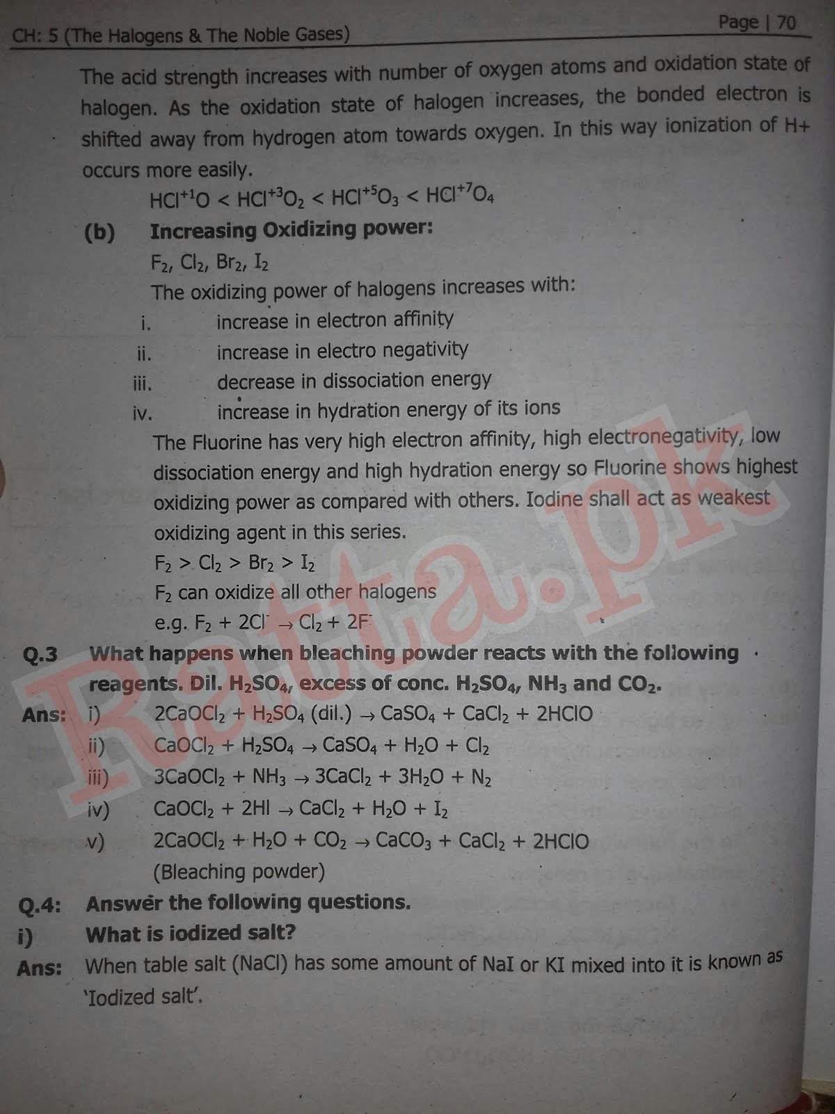  2nd Year Chemistry Chapter 5 Short Questions