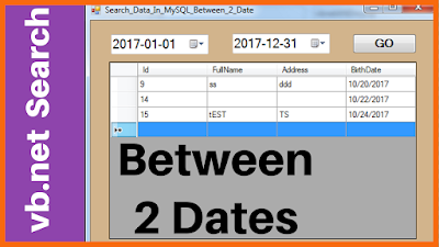 VBNet And MySQL Database Search Data Between Two Dates