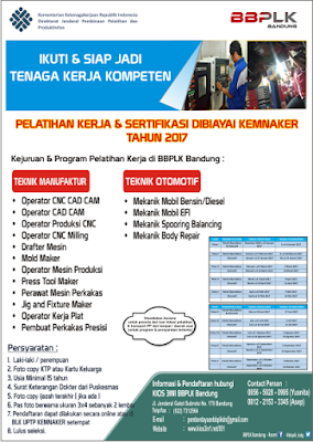 Pelatihan Kerja dan Sertifikasi Gratis Kios3In1 Bandung 2017