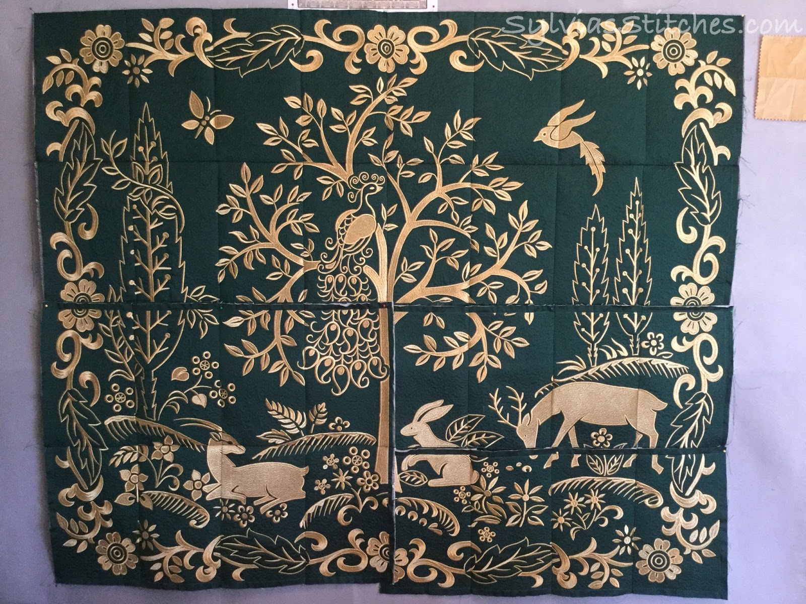 Gold Work Tapestry Quilt in Progress Sylvia's Stitches