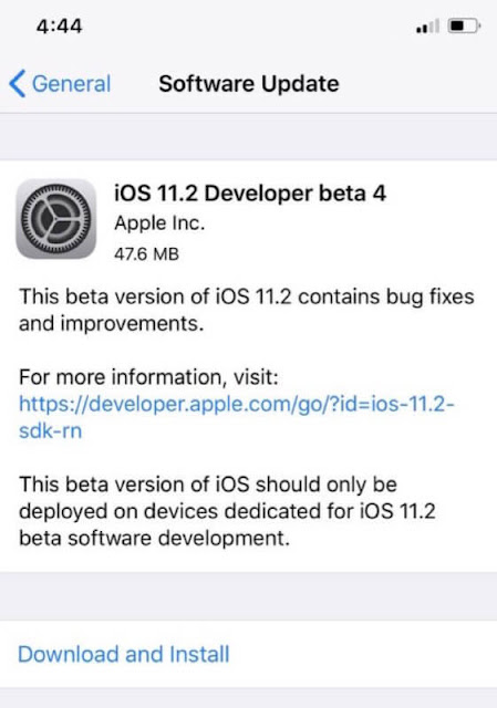 ابل تطلق iOS 11.2 beta 4 للمطورين للاختبار