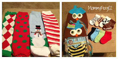 Items reviewed-Christmas Leg Warmers, Crocheted Owl Hats, Socks, and Bib.