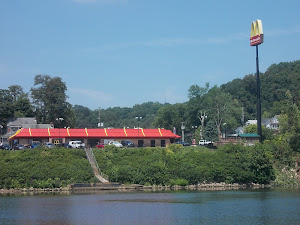 First time we've seen McD's for  boaters!  Mile 250. (Pittsburgh is mile 0)