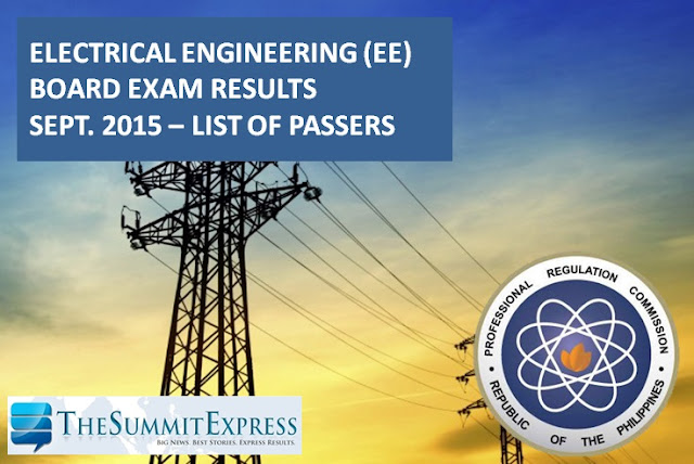 September 2015 Electrical Engineering REE, RME board exam results