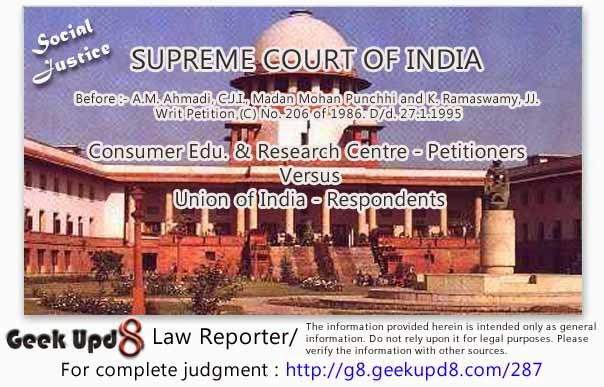 Supreme Court - Mesothelioma : Cancer of Pleura or Peritoneum stated as one of the main health consequences associated with exposure to Airborne Asbestos - Social justice means to ensure life to be meaningful and liveable - Occupational diseases - Employer is vicariously liable to pay damages for the death after cessation of employment