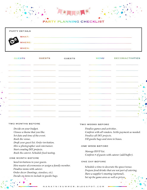 PARTY PLANNING 101 AND FREE PRINTABLE PARTY PLANNING CHECKLIST - Summer ...