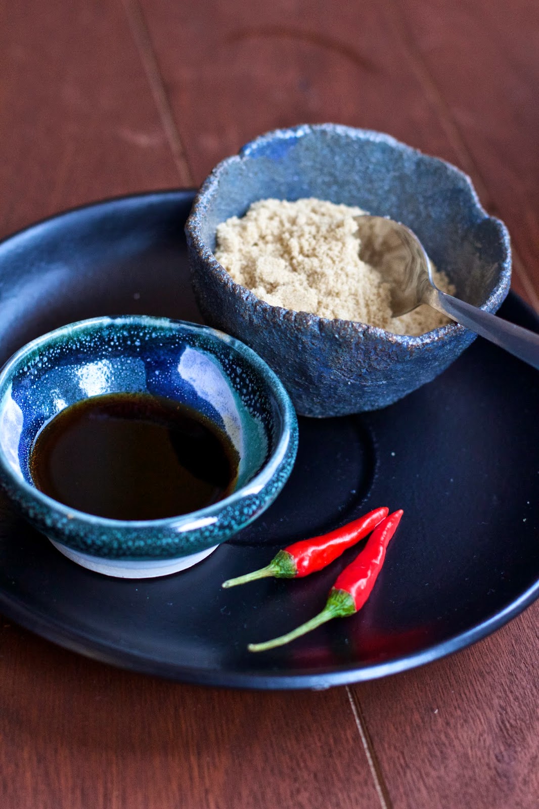 Sugar soy sauce and chilli accompaniments Kylie Kwong's Braised Tofu with Tomatoes