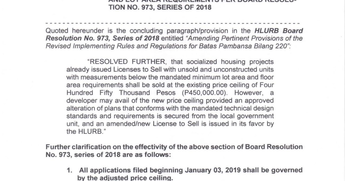 philippine real estate laws CUTOFF Period of effectivity of the