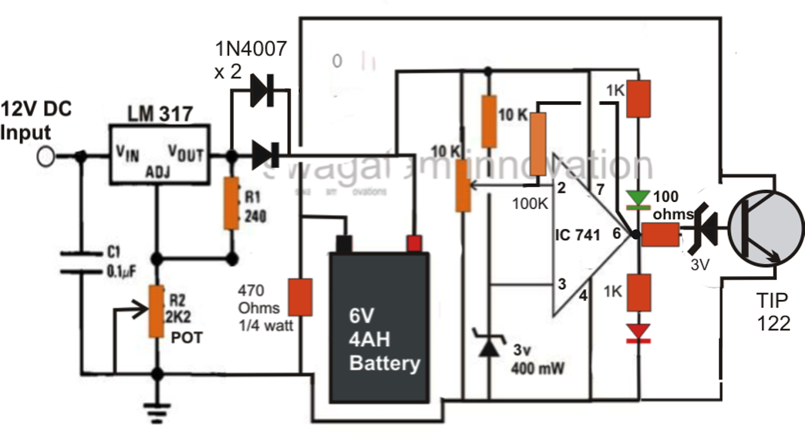 Make a 6v 4ah Automatic Battery Charger Circuit without Using a Relay