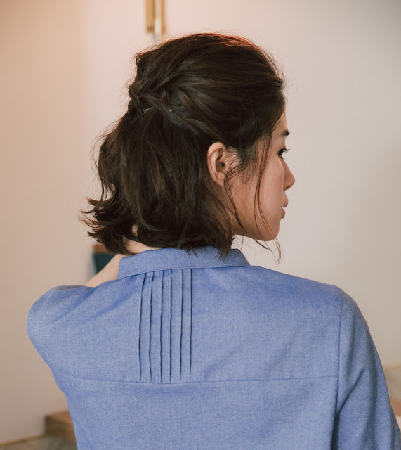 林間湖畔短袖襯衫-藍湖