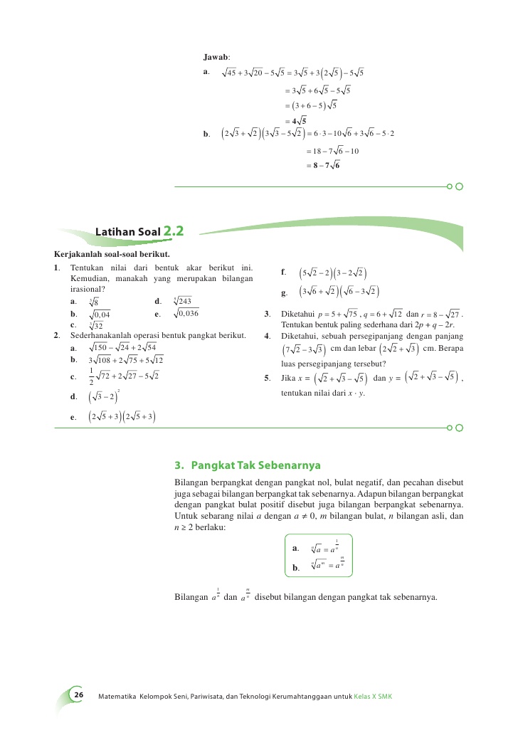 advertise online: Matematika SMA/SMK kelas X Bab 2 Bentuk Pangkat , Akar  dan Logaritma