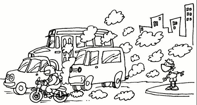 Dibujos para colorear de carros contaminando el aire - Imagui