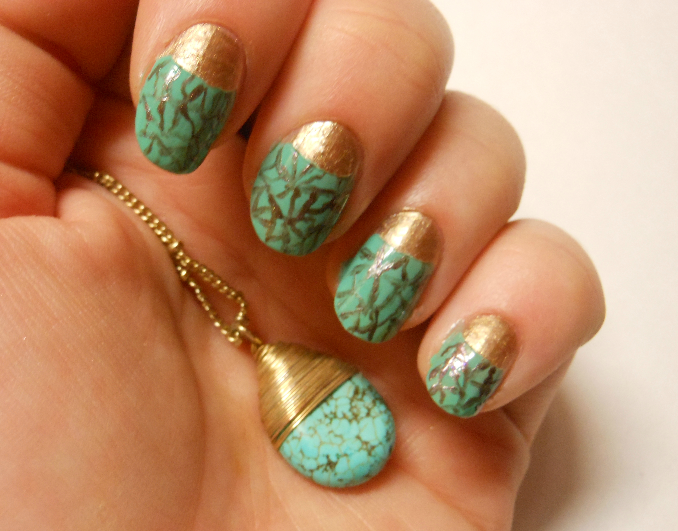 1. Turquoise and Gold Nail Art - wide 3