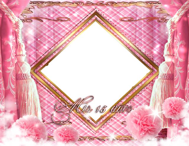 Hermoso marco para fotos de 15 años color rosa y dorado | Photo Frames