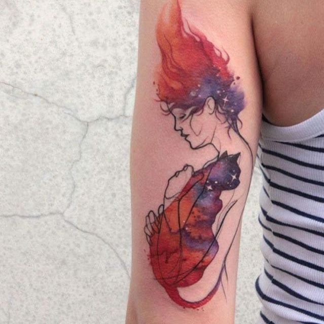 Tatuagens femininas em aquarela Tatuagens femininas em aquarela