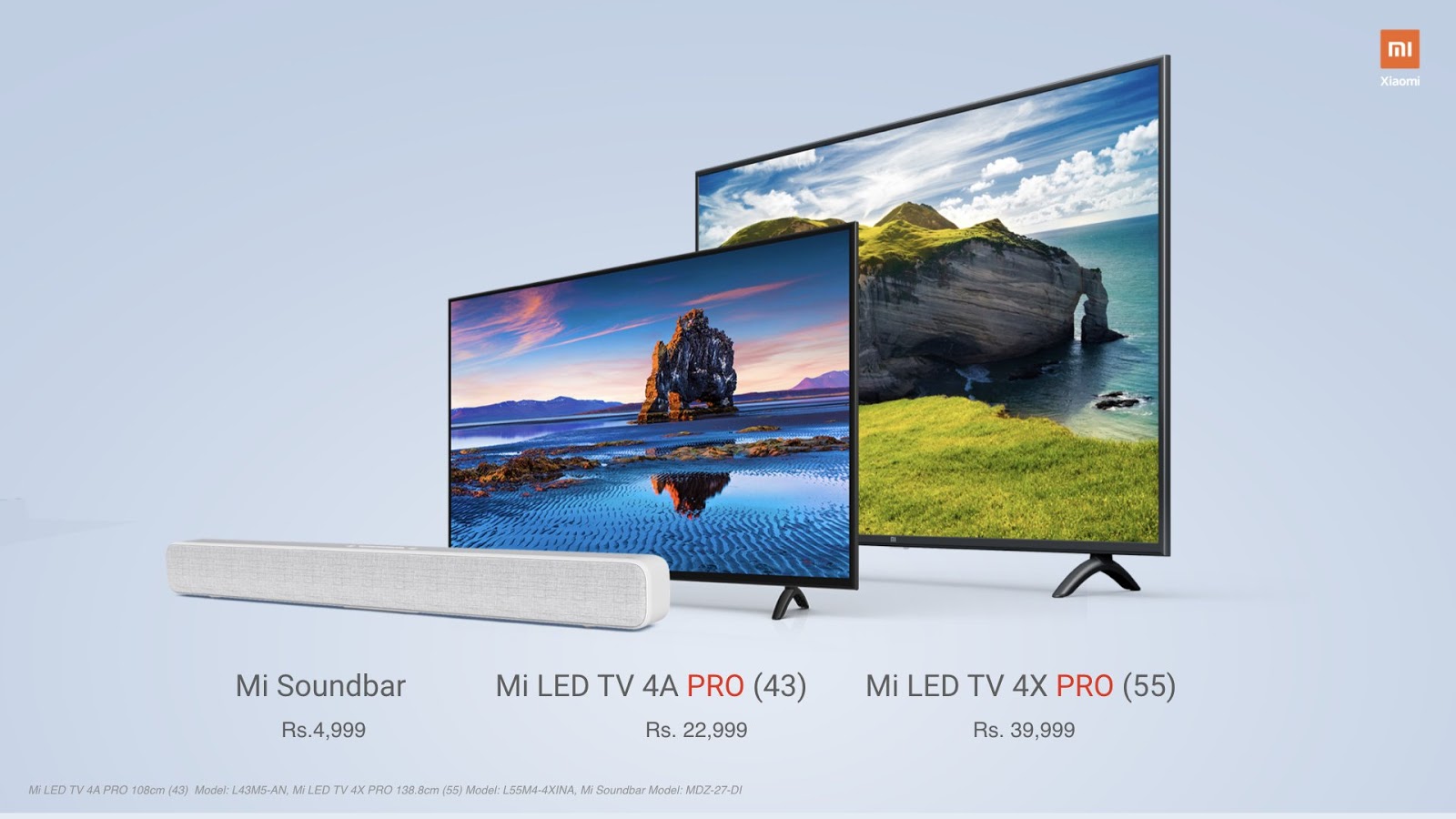 Xiaomi Mi Tv Set 4A Pro 43Inch, Mi Tv Set 4X Pro 55Inch Together With