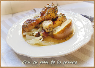 POLLO AL HORNO CON MIEL Y MANZANAS