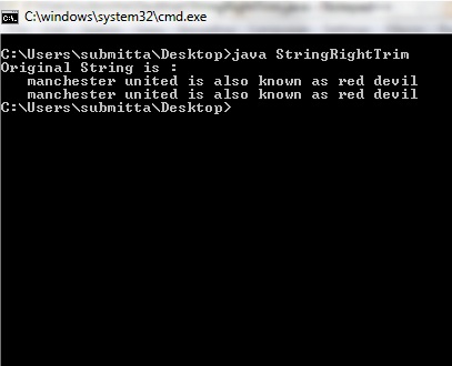 How to right trim a String in Java : Source code with example | Java Hungry