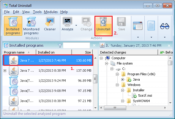 Java wizard was interrupted before could be completely installed