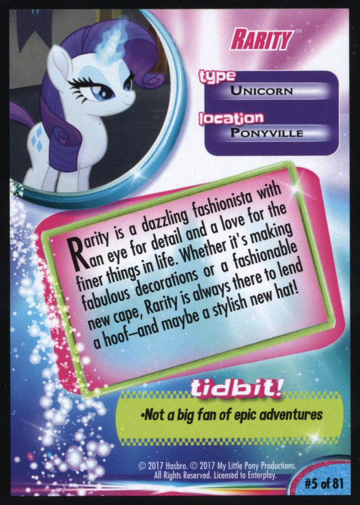 My Little Pony Rarity MLP the Movie Trading Card MLP Merch