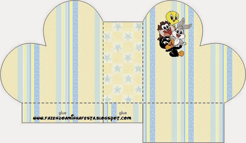 Lonney Tunes Babies: Free Printable Boxes. Heart Shaped Open Box of Lonney Tunes Babies.