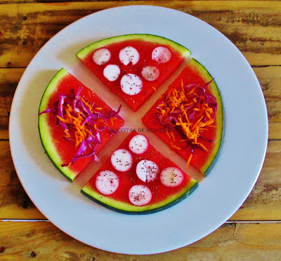 Pizza de Melancia com Legumes e Sementes de Chia