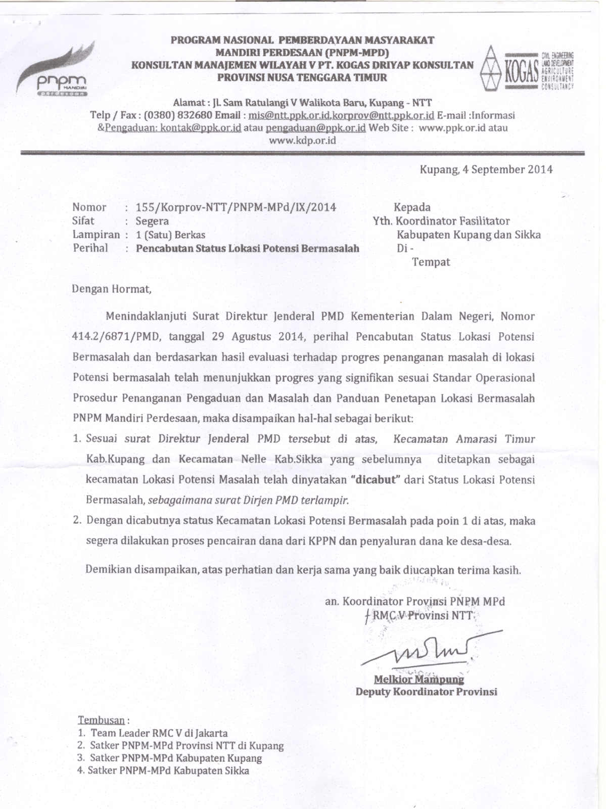 Daftar Pencabutan Lokasi Potensi Bermasalah PNPM 2014 ~ Blog Informasi