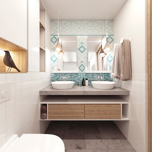 apartamento decorado 90 m² com decor clean, madeira e turquesa. Blog Achados de Decoração