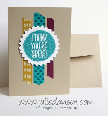 Stampin' Up! I Think You're Great VIDEO Tutorial for Kissing technique & Starburst Punch Tip #stampinup www.juliedavison.com