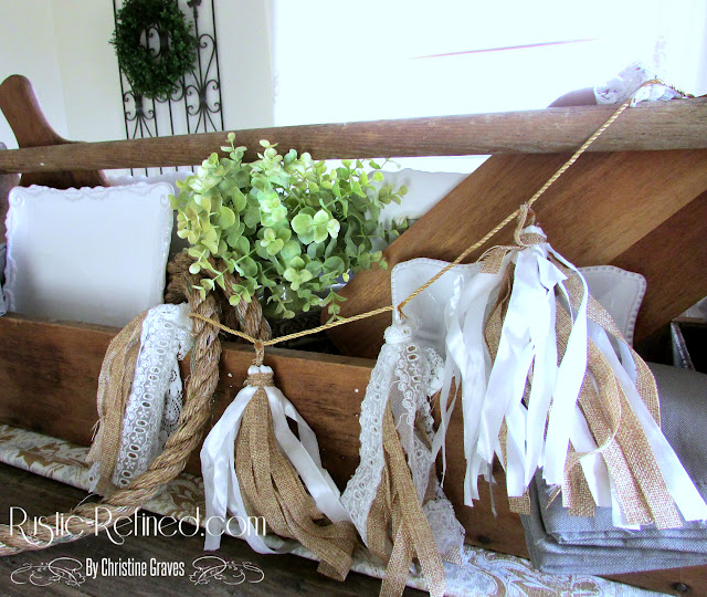 Setting a farmhouse or rustic style centerpiece for the dining or kitchen table