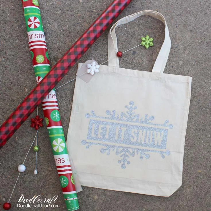 Let it Snow Glitter Iron-on Tote Bag: Christmas in July with Cricut!