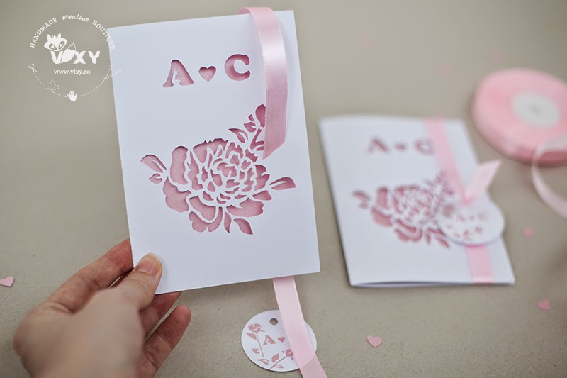 Vixy Invitatie Nunta Personalizata Cu Bujor Decupat