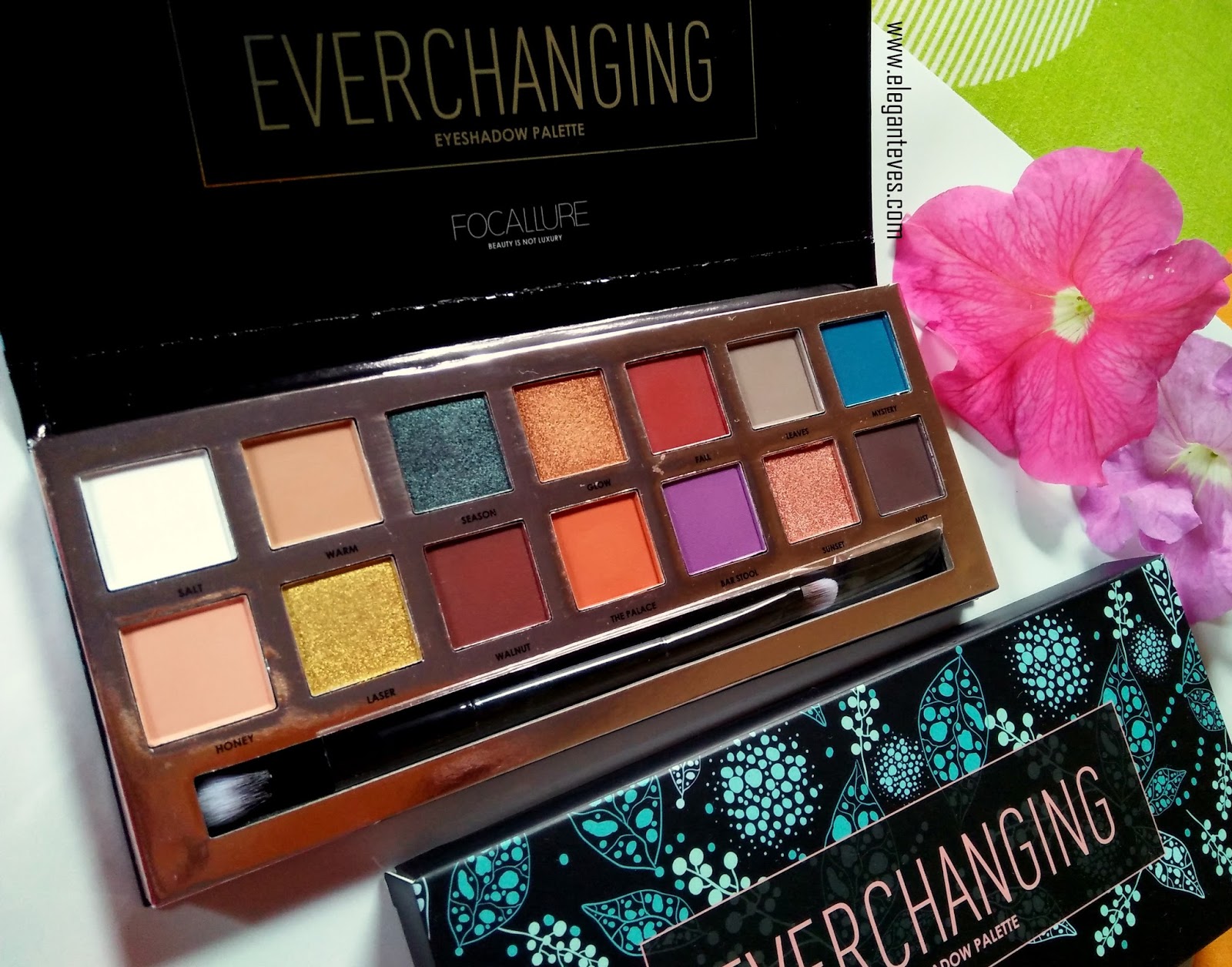 Focallure Everchanging Eyeshadow palette Review, Swatches Elegant Eves