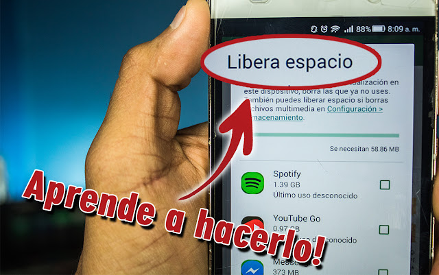 queda poco espacio de almacenamiento en android