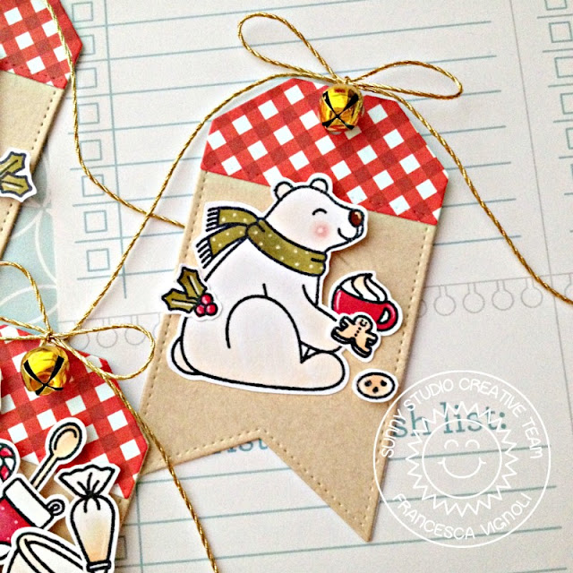 Sunny Studio Stamps: Build-A-Tag Playful Polar Bears Blissful Baking Festive Christmas Gift Tags by Franci Vignoli