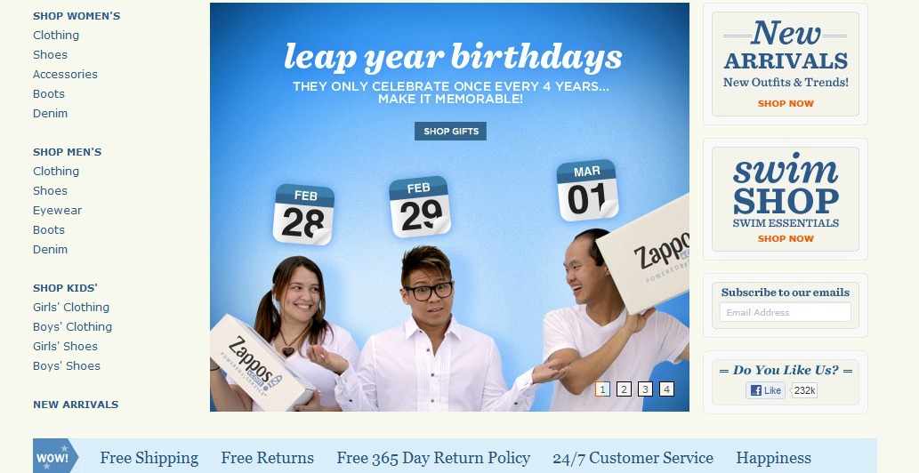 Zappos is allowing you until next Leap Year to return purchases made ...
