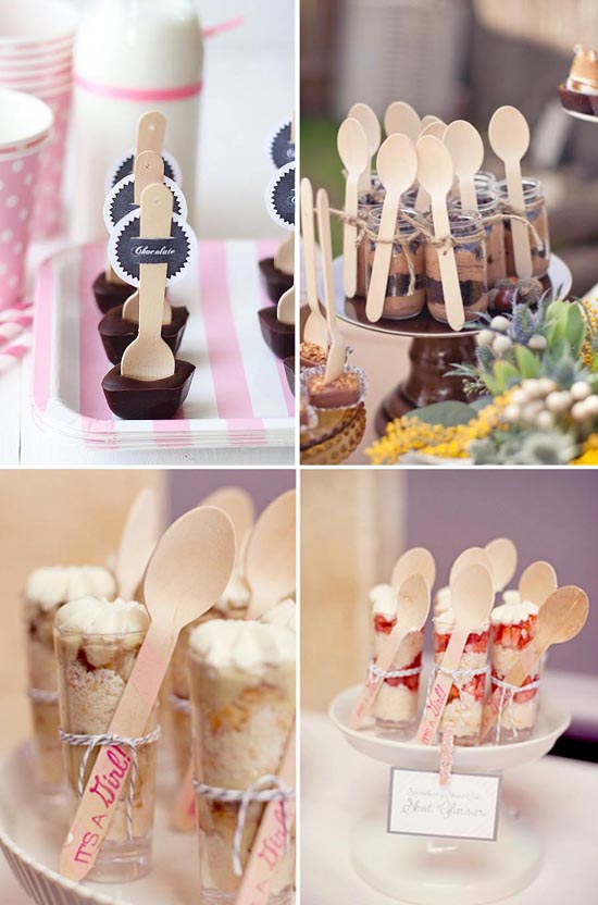 La decoración de la candy bar puede ser muy fácil con estas preciosas cucharas de madera. Úsalas para acompañar a tus dulces.